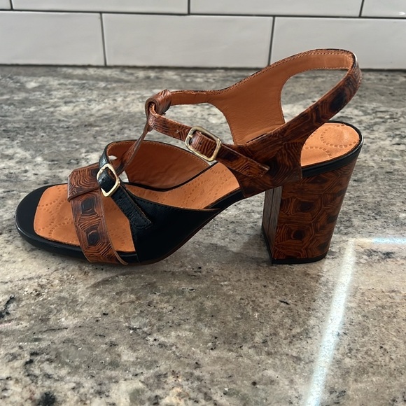 NWT Chie Mihara Reinol Two-Tone Multi Strapped Stacked Heel Sandal Size 40 (10) - Picture 4 of 11